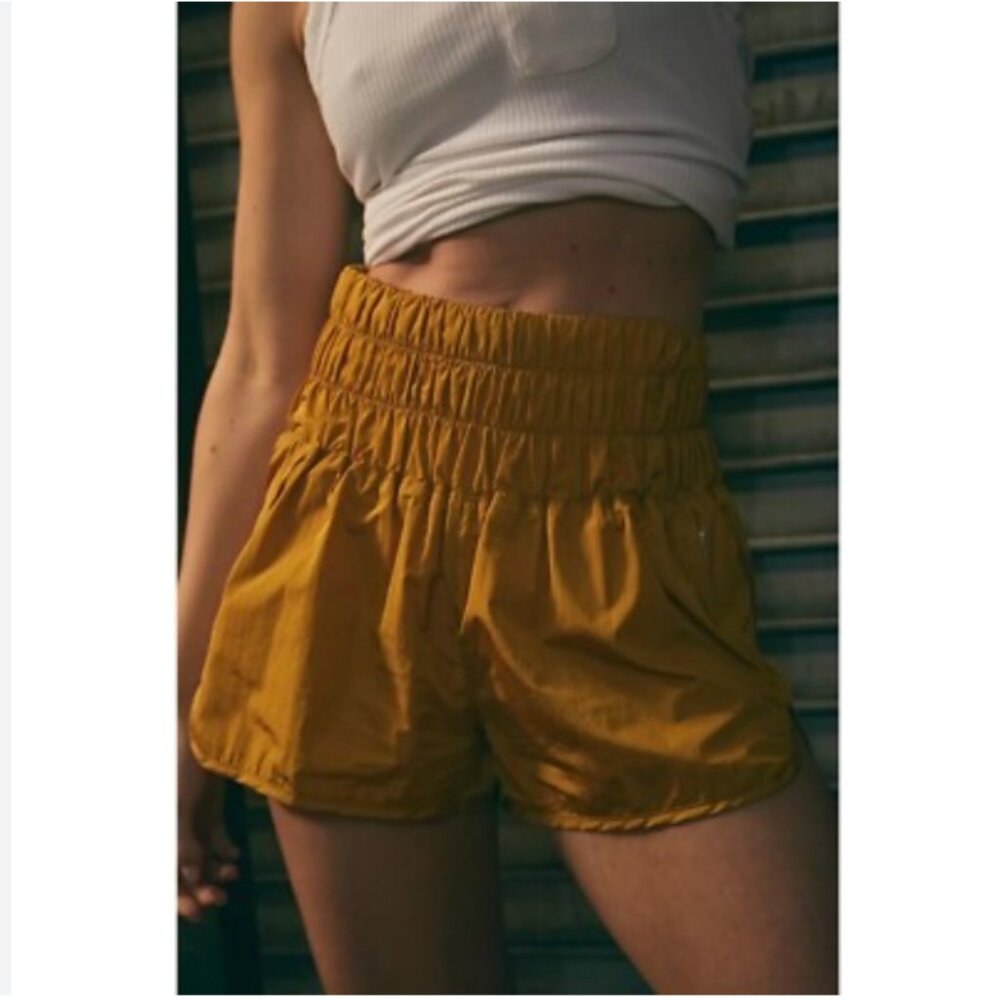 Free People Movement By The Way Home Dark Yellow Workout Athletic Shorts Size S